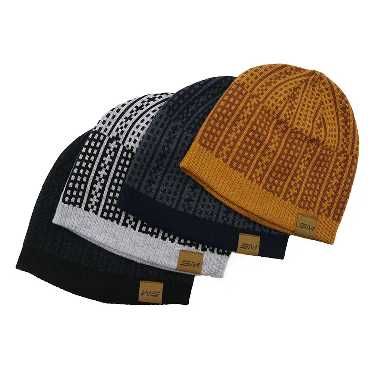 Wholesale Merino Wool Knit Winter Docker Fisherman Beanies Hats Skull Caps Knitting Pattern for Men