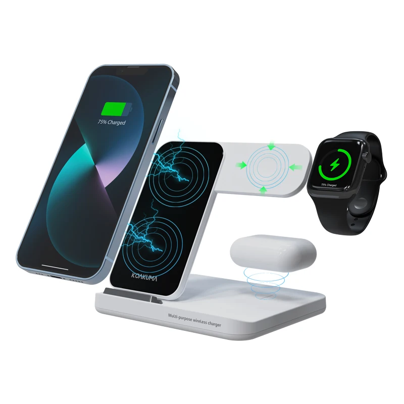 New Products 2023 Foldable 3 in One 15w Qi Fast Wireless Charger Stand for Iphone 14