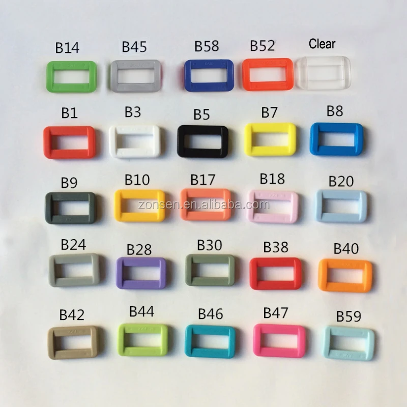 Hot Sale 20MM KAM Plastic Square Ring Belt Buckle Adjustable Slide Buckle for Belt Or Strap 25 Colors In Stock