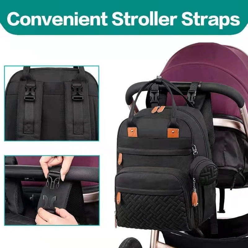 Travel Baby Diaper Bag Mommy Backpack Nappy Bags for Mom Baby Changing Bed