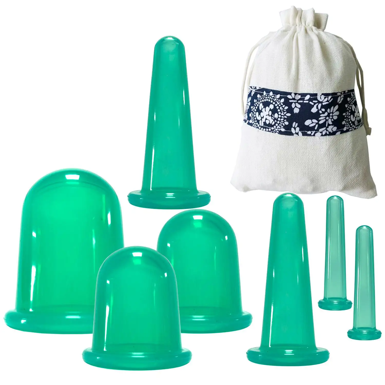 Cupping Therapy Sets 7Pcs Silicone Anti Cellulite Cup Vacuum Suction Massage Cups Facial Cupping Sets Body and Face Massager