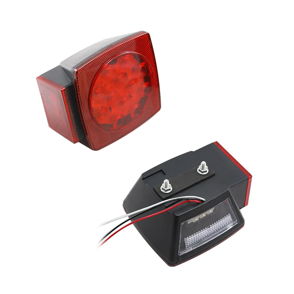 Aurora Square LED Trailer Lights 12V 24V Red LED Tail Light Brake Running Light Lamp for Truck Boat Marine Camper RV Snowmobile