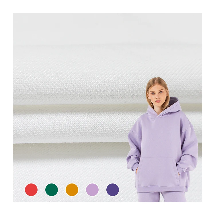 Factory Wholesale Knitted CVC Fleece Fabric Cotton Terry Material, 320 GSM Solid Polyester Terry Fleece Fabric For Hoodies/