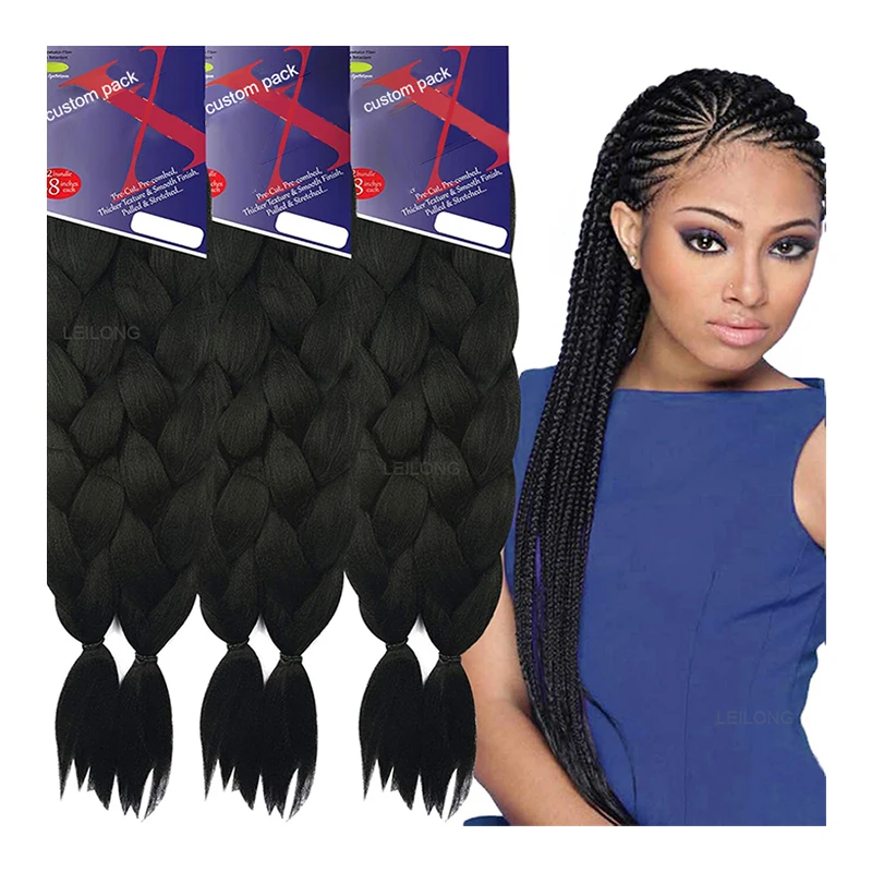 Wholesale Pre stretched braiding hair Synthetic hair two bundles Yaki texture wicks for african braids 48inch 170g two bundles