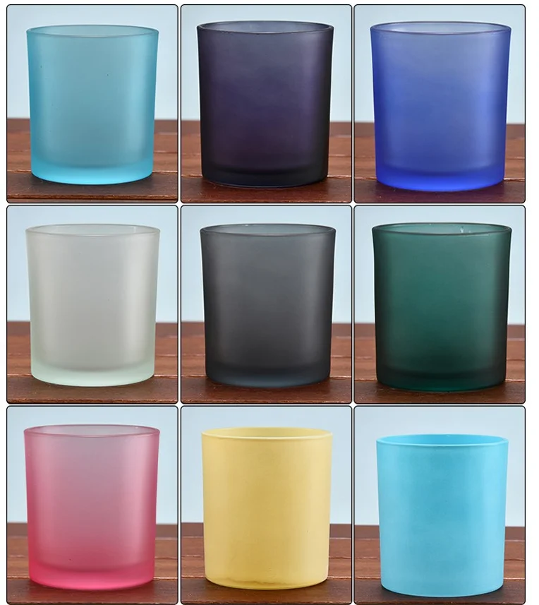 matte empty glass candle jars with wooden tins metal lids 5.5oz glass holders containers vessels for candles