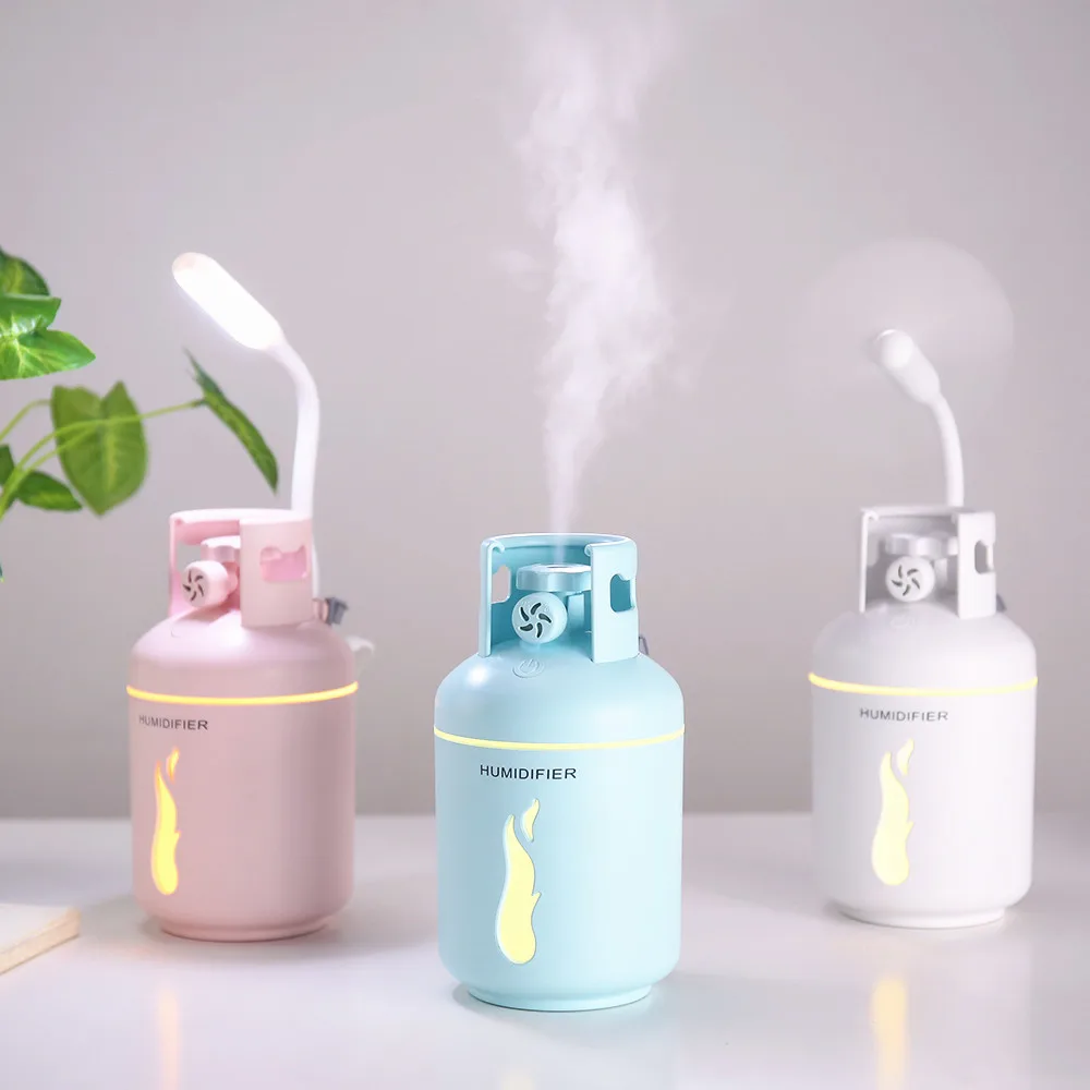 The Newest Gas Cylinder Cute Diffuser Gas Holder LED Air Humidifier for Work Car Essential Oil Diffuser 2022