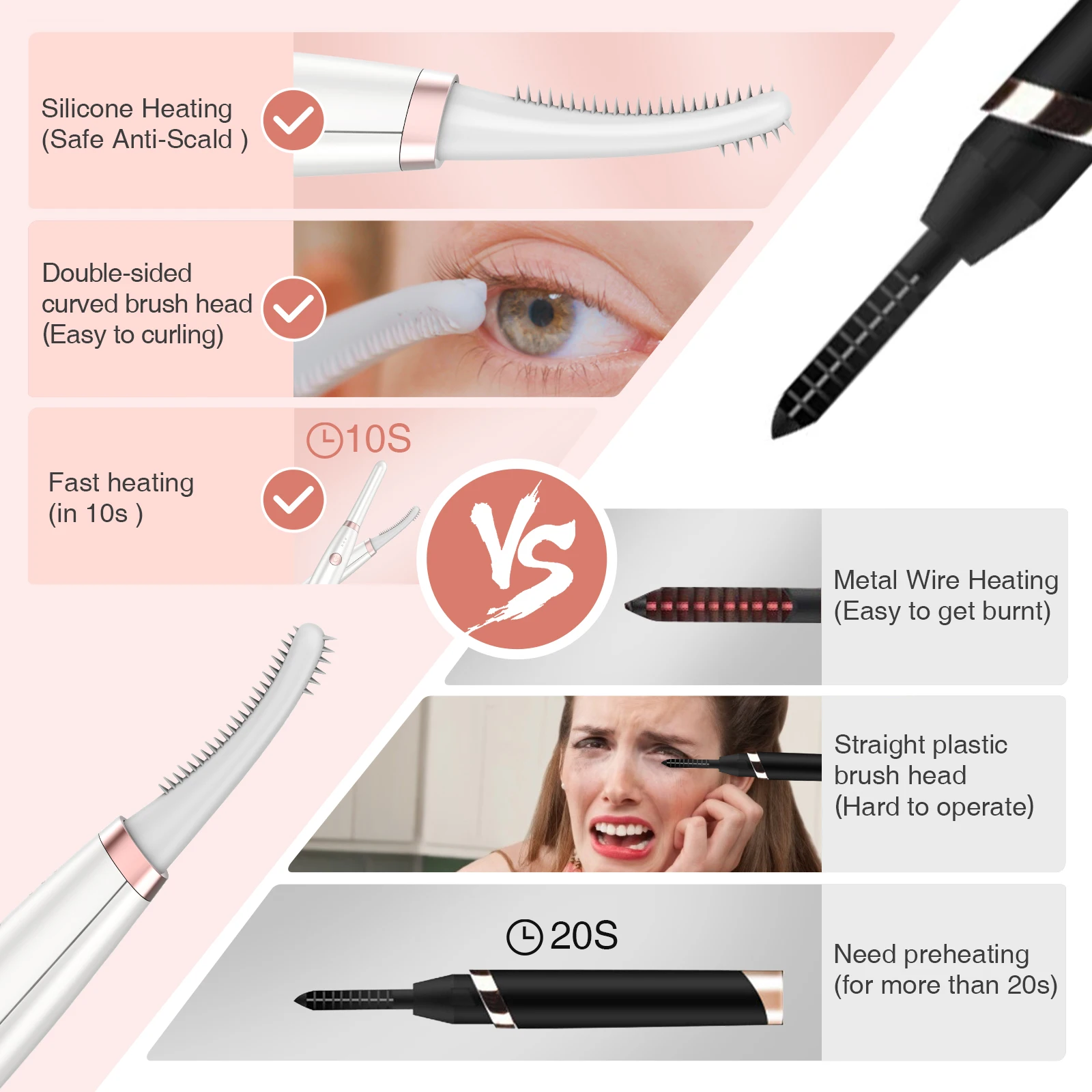 TOUCHBeauty Professional Korea Popular Electric Silicone Heated Eyelash Curler Customized Mascara Lash Curler for Home Beauty