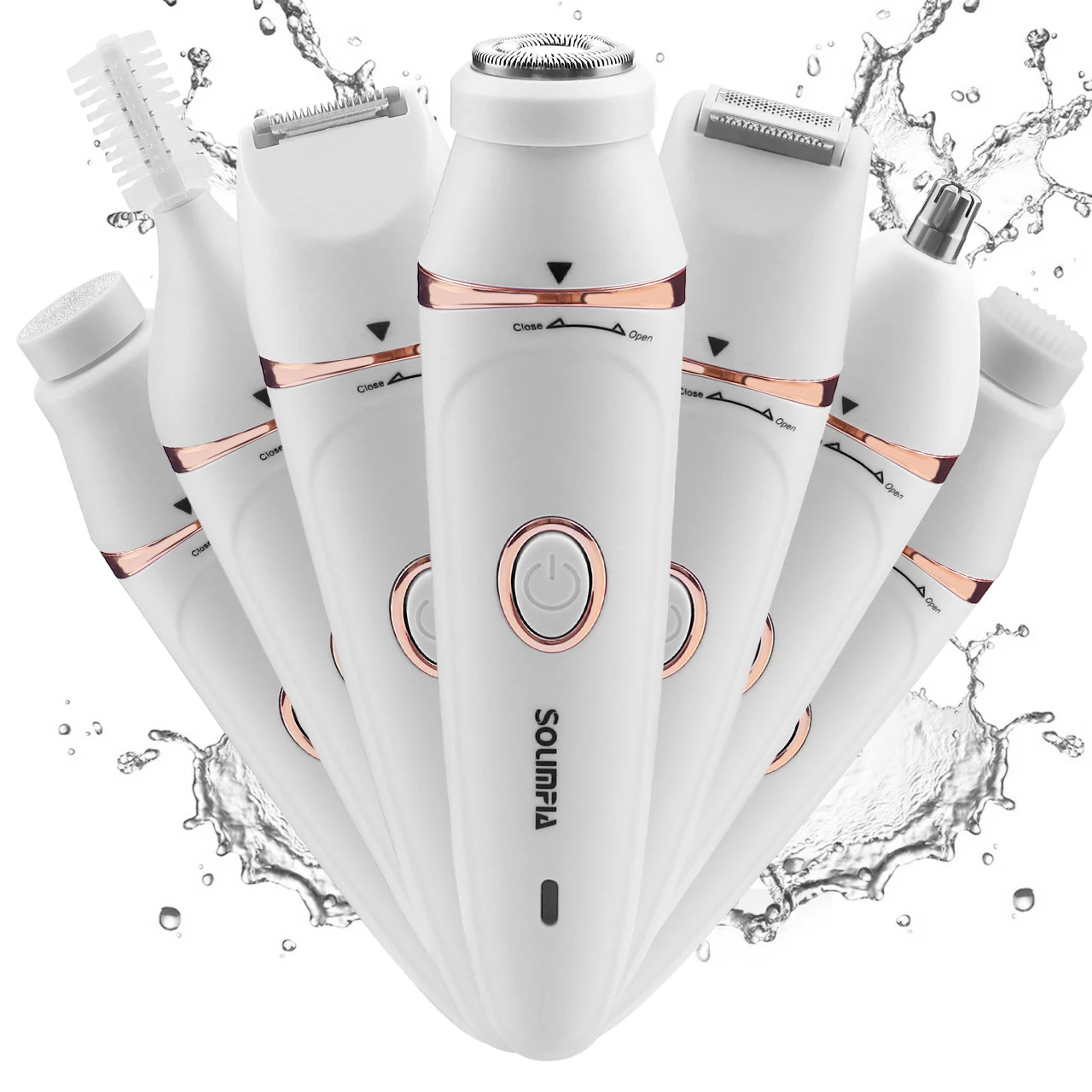 SOLIMPIA Seven-in-one Multi-function Washable Epilator Hair Removal Women Electric Epilator