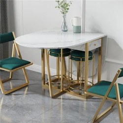 Factory Price Folding Dinning Table Marble Designs Extendable Dining Table