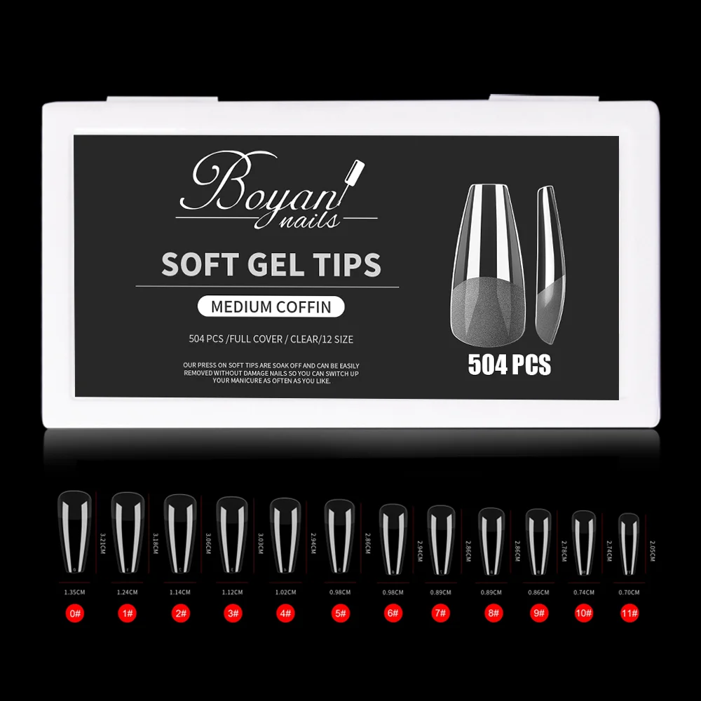 SCI professional stickers label nails soft jelly gel x nail tips for uv lamp black box