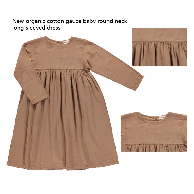 newborn cotton dress toddler dress spring and autumn baby party long sleeved round neck baby gauze dress