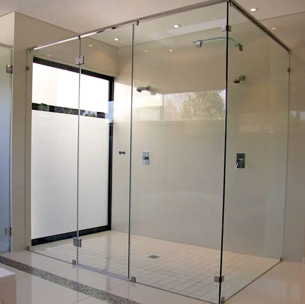 ECT Frameless high-end tempered clear glass double sliding shower room 304 stainless steel bathroom shower room