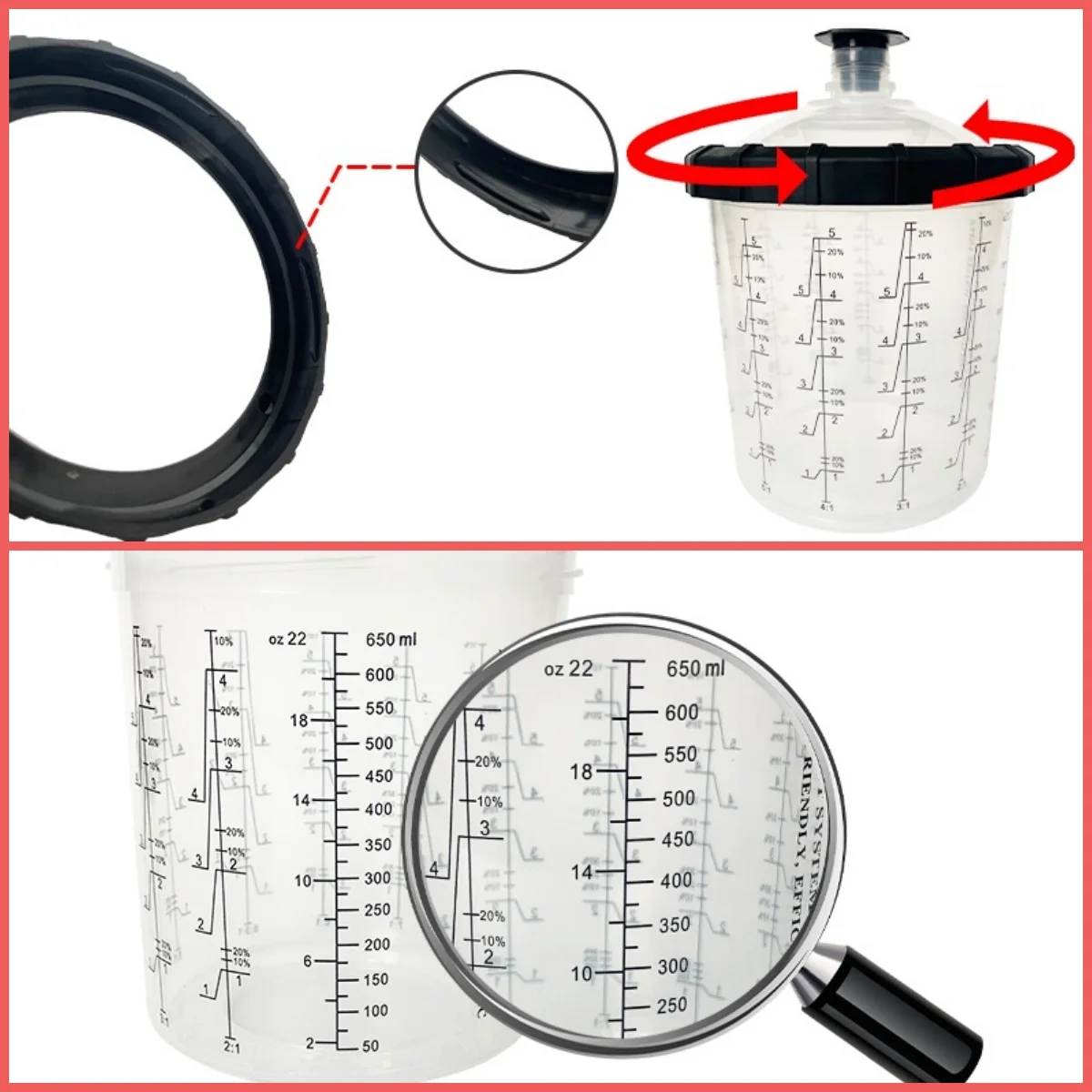 Wholesale Plastic Disposable automotive paint spray gun paint cup with clips and paint  cups