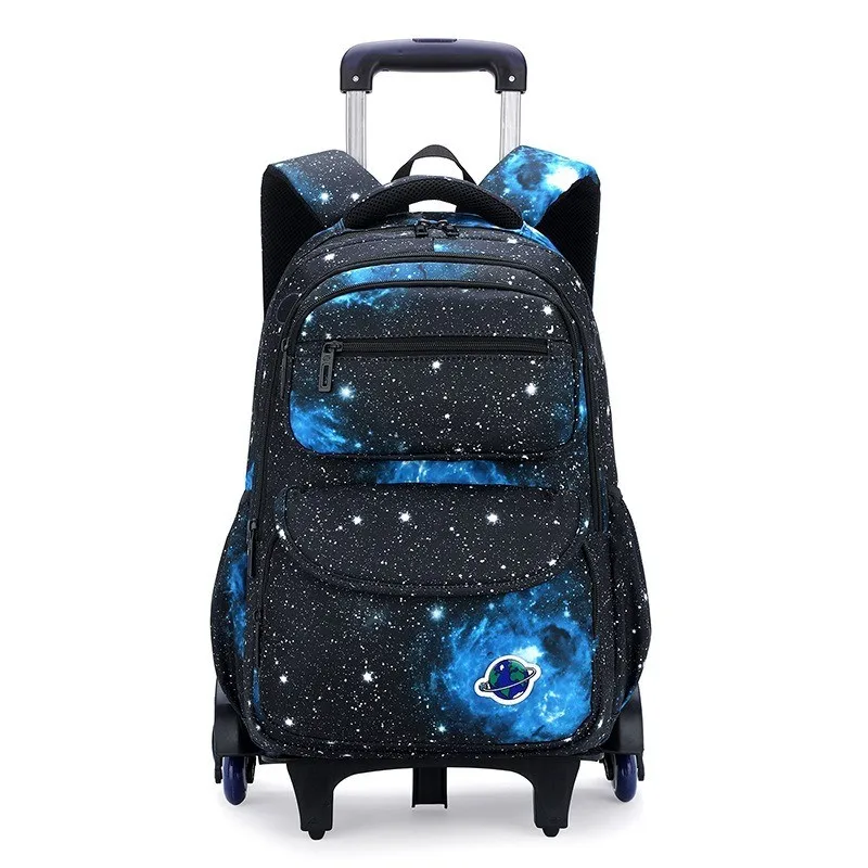 Deli 1244 School Bag Student Three-Piece Set Trolley Large Capacity Water Repellent Backpack