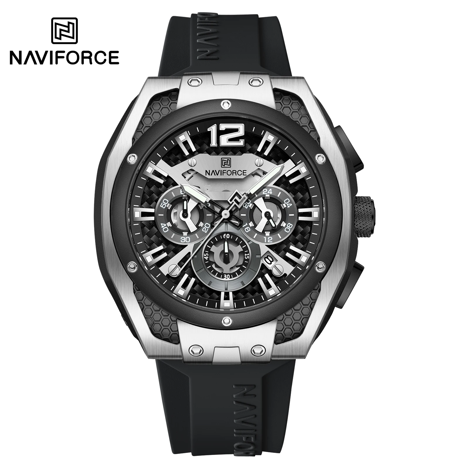 2024 новые модные часы NAVIFORCE для мужчин оригинальные OEM на заказ Скелет оригинальный дизайн силиконовые наручные 24 часа
