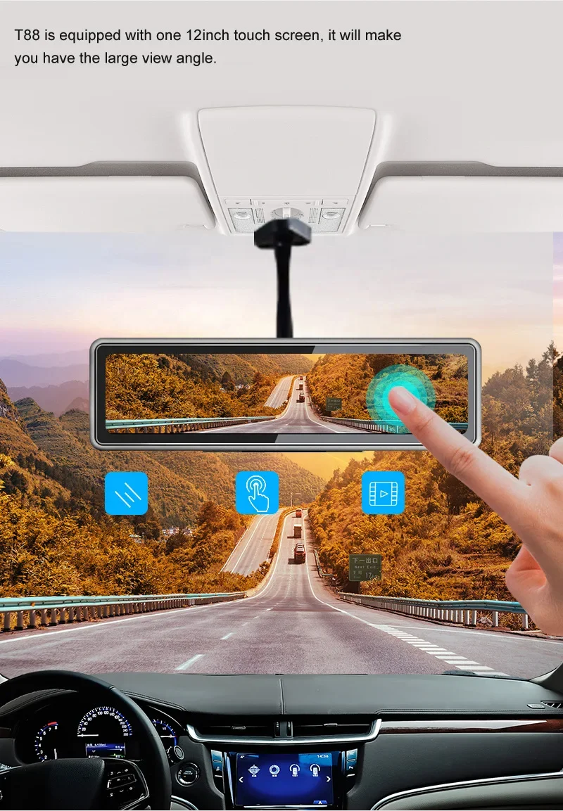 Relee Touch Screen Mirror DVR 4G LTE Android Car Vehicle Dashboard 4 Channel Cam with GPS WIFI Mobile Remote Monitor