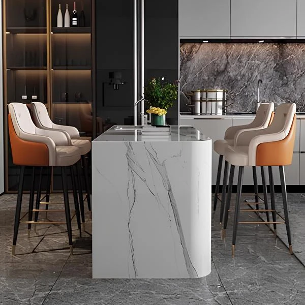 Modern high-end Nordic solid wood bar chairs high stools modern simple luxurious backrest Bentley bar chairs for home use