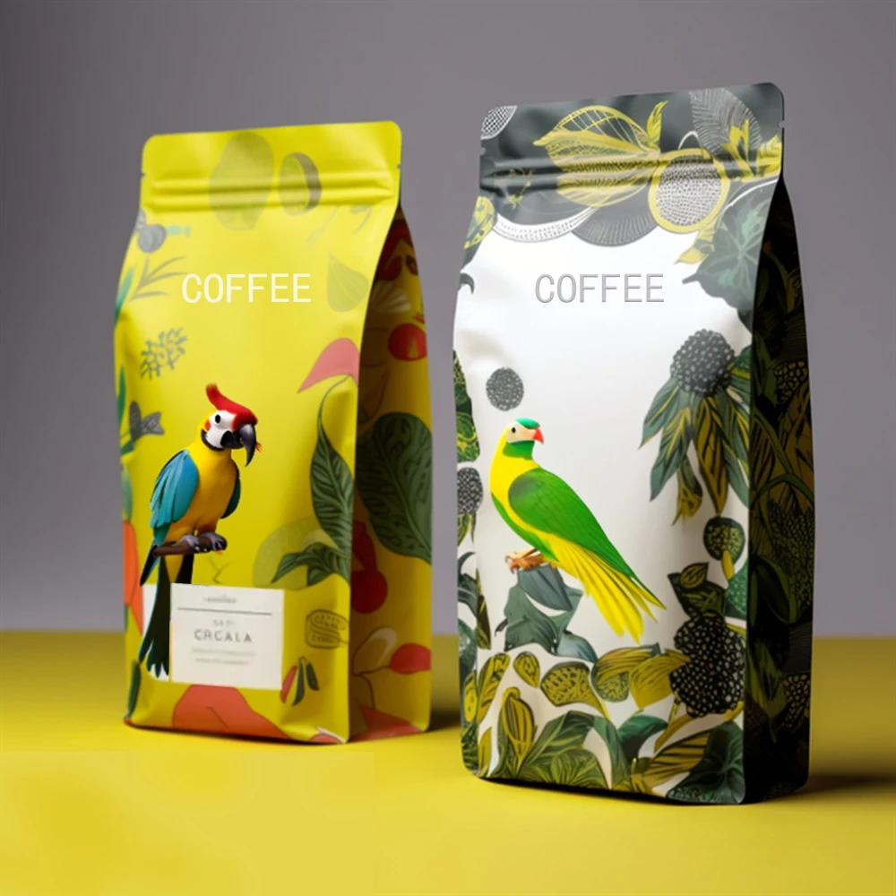 Custom Printed Aluminum Foil Smell Proof Coffee Packaging Zipper Pouch With Degassing Valve