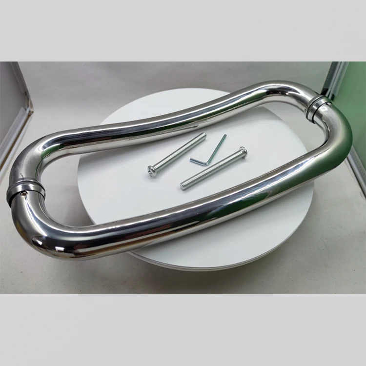 Stainless Steel 201 304 Grade Glass Door Pull CurvedHandle Rose Gold 25mm Diameter 305mm Length to Thailand Cambodia