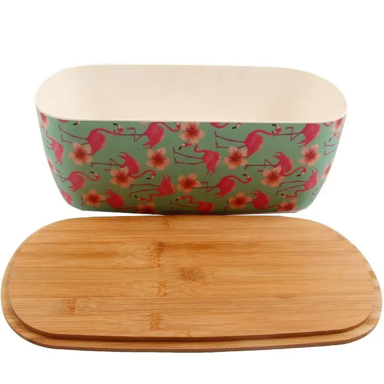 UnionSource Food Container Bamboo Lunch Box/Biodegradable Bamboo Fiber Lid Lunch Box