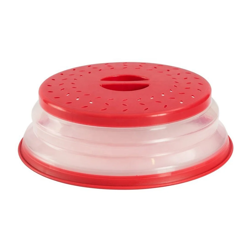 
Plastic Plate Lid Collapsible Microwave Food Cover With Colander Strainer 