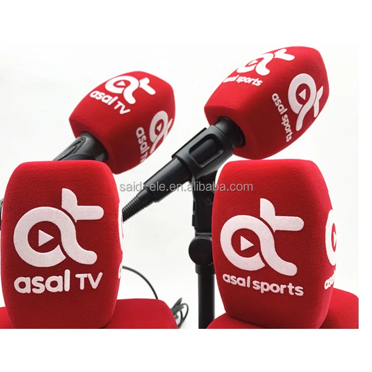 Somalia Asal Sports TV microphone foam windshields printed brand logo reporter mic flags