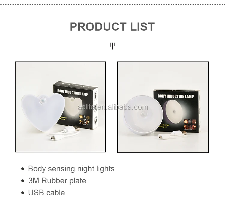 
Amazon Factory Wholesale price Body induction light Strong magnetic Free Installation USB Port Night light 