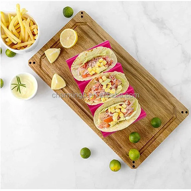 PP Colorful Microwave Safe Dishwasher Plastic Hard Sturdy Premium Large Tray Plates Taco Holder Stands