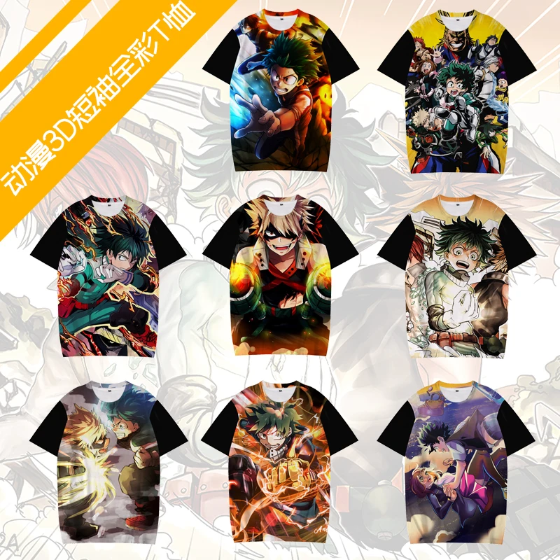 My Hero Academia T-shirt Boom Jiao Frozen Green Valley Dejiu Anime 3D Digital Printing Short Sleeve Round Neck Shirt Unisex T-sh