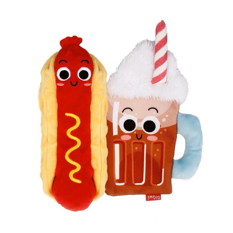 Amaz High Quality Squeaky Hamburgers French fries Hot Dogs Dog Toys Dog Plush Toys Grinding Teeth Pet Toys