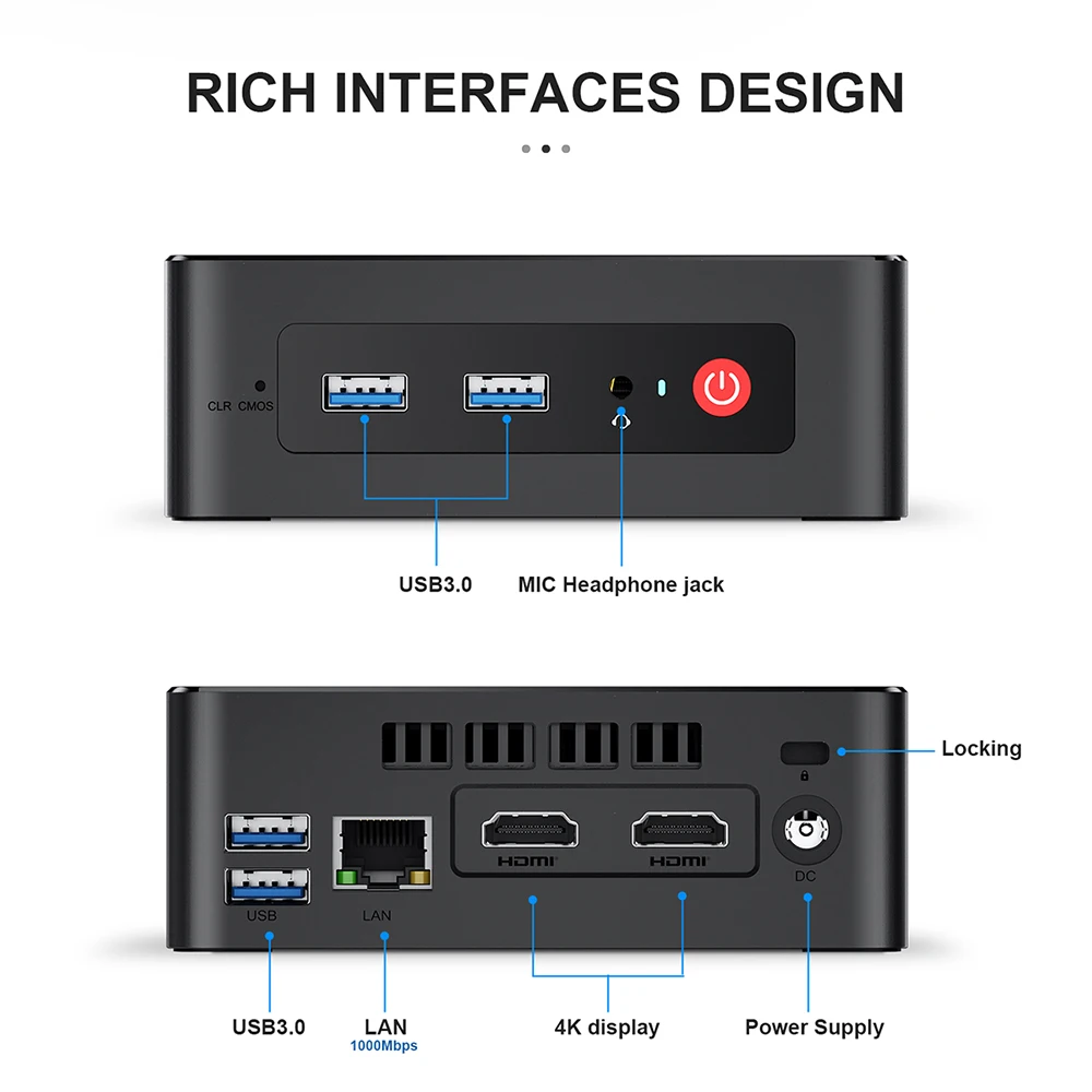OEM Celeron J4125 Quad Core Mini PC Dual HD DDR4 256GB SSD RTC 4K Mini PC 8GB RAM Computer for Digital Signage Office Education