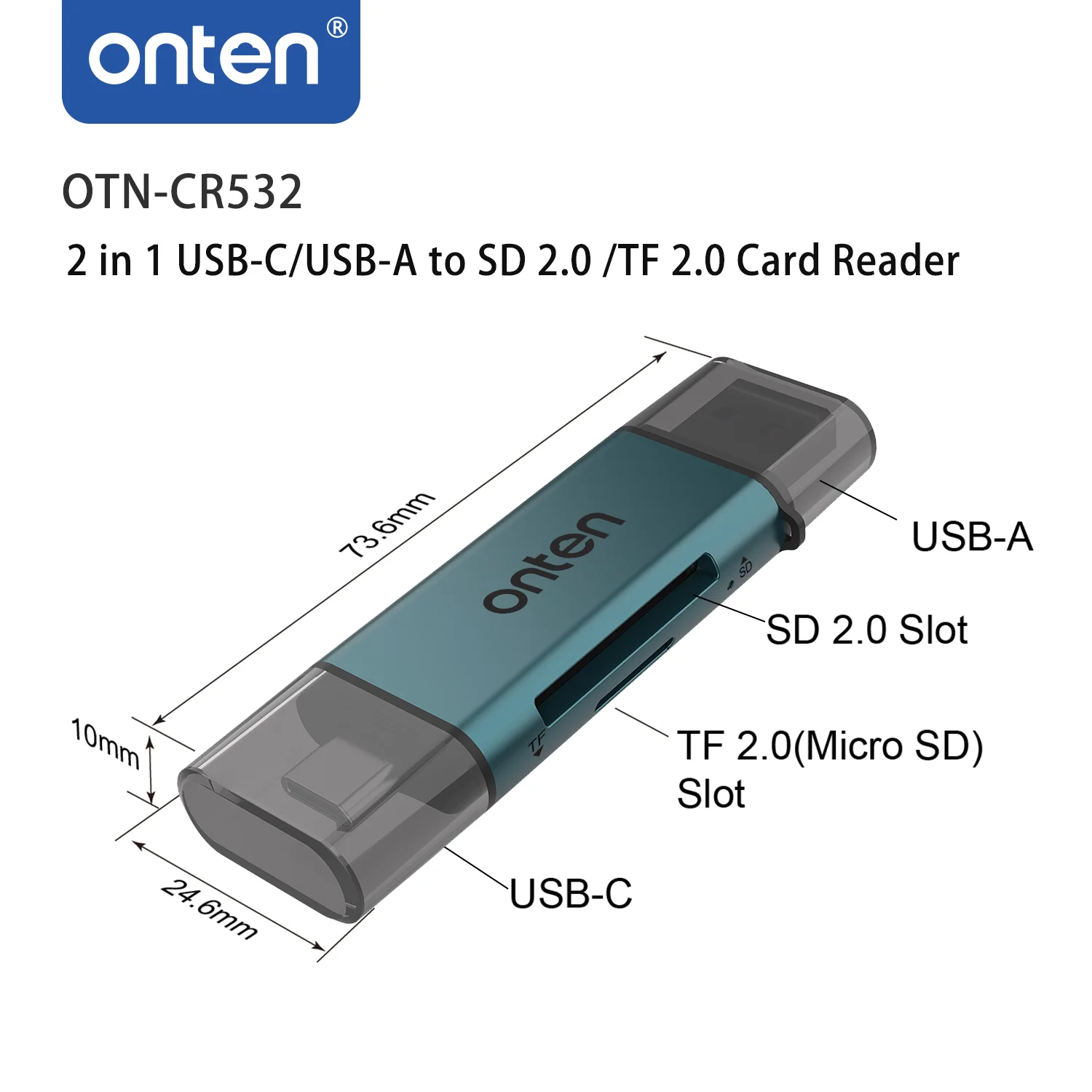 Wholesale Portable 2 in 1 USB-C USB-A to SD 2.0 TF 2.0 Card Reader with Magnetic Feature OTG CF Card Use Including SD
