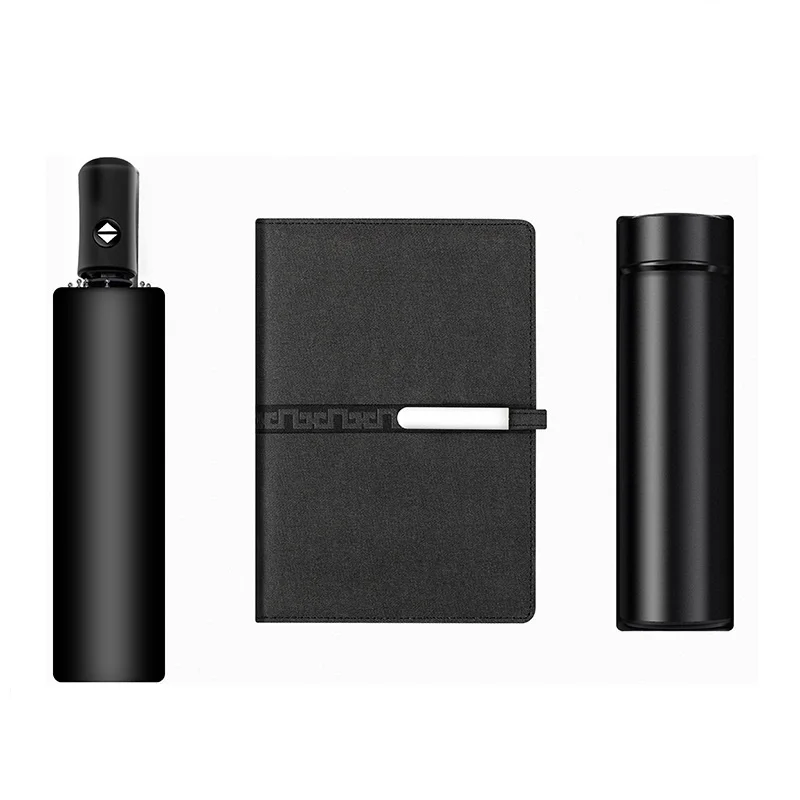 2023 New Hot For VIP Customers 3 in 1 Luxury Promotional Business Gift Set Umbrella+A5 Notebook +Vacuum Cup Corporate Gift Set