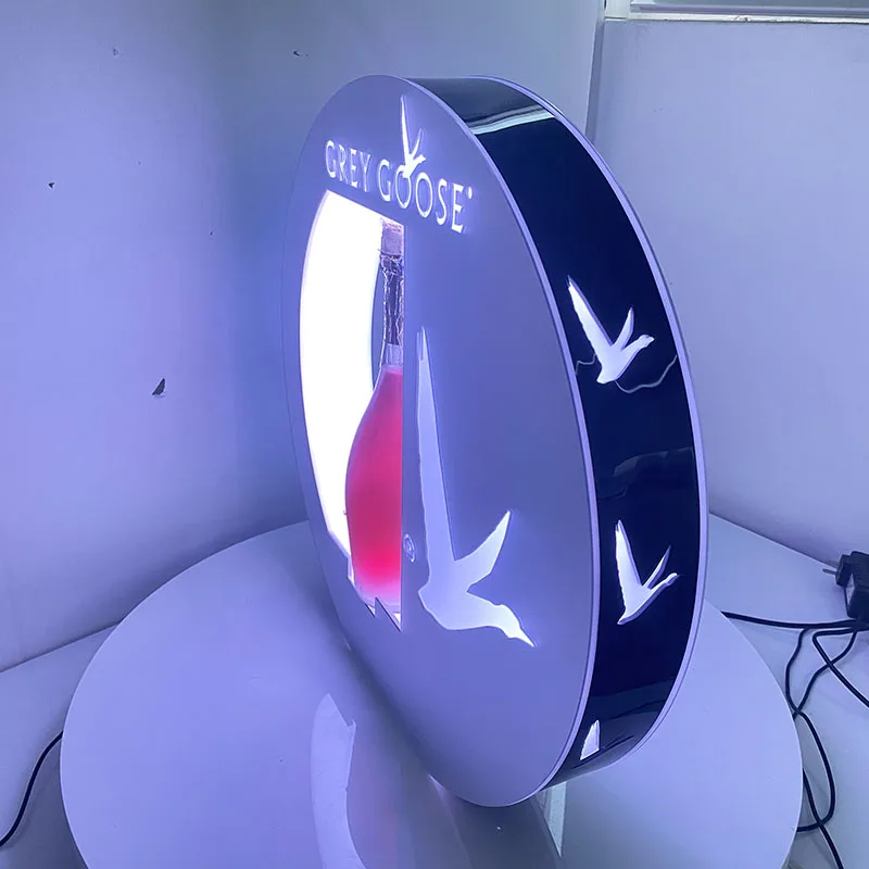 2024  OEM Mirror LED Bottle Glorifier Grey Goose Bottle presenter for Party Night Club