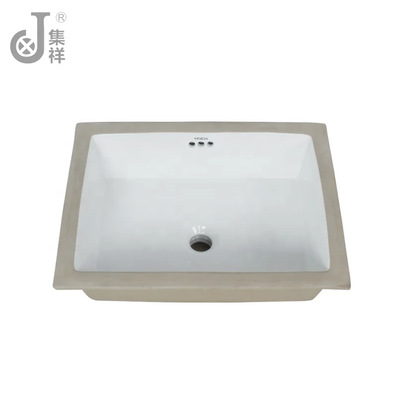 Hot Selling Bathroom Under Counter Rectangular Wash Sinks Art Basin Large Size Under Table Mounted Ceramic Modern NO Hole
