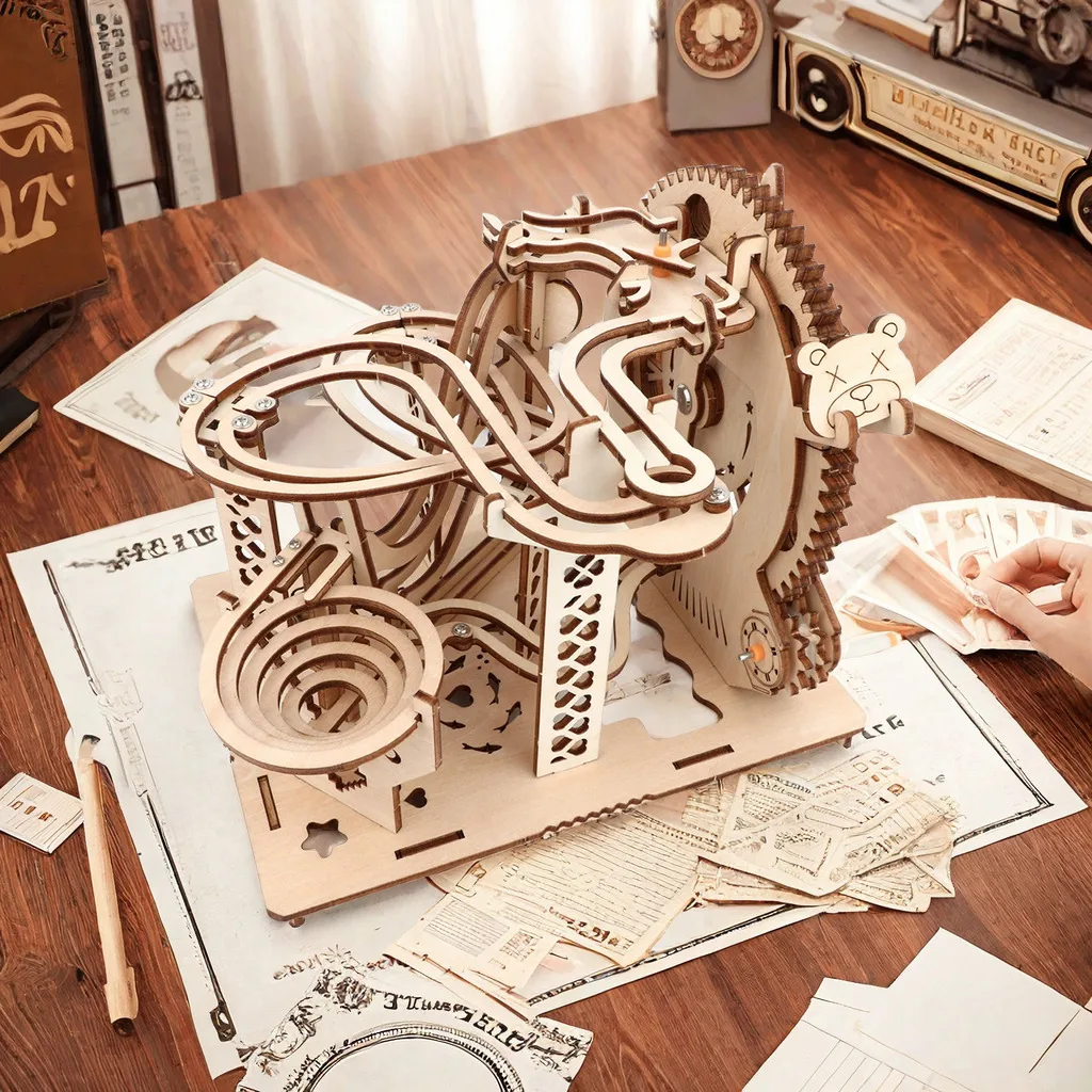 LT-GZ02 DIY Wood 3D Puzzle Self Assembly Mechanical Gear Model for Dropshipping cheap new cube block 3d Marble for kids game