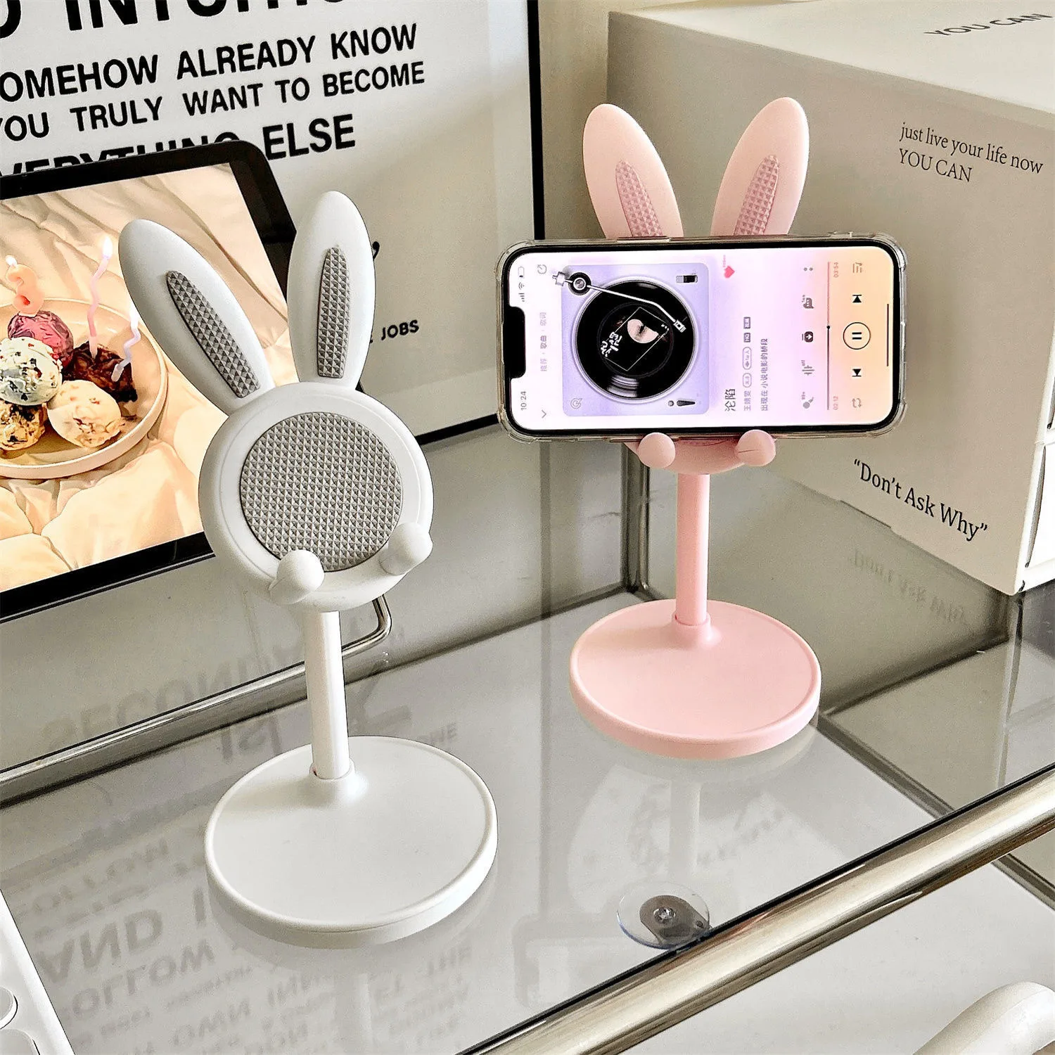 Mobile phone desktop stand cute cartoon bunny tablet universal stand adjustable telescopic lifting lazy holder