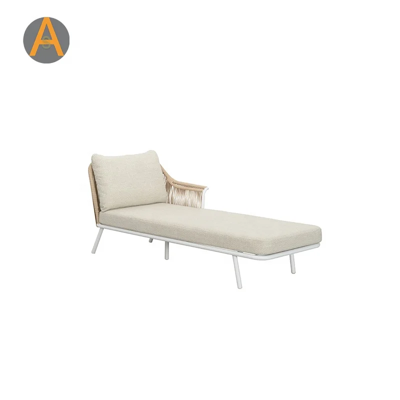 New Design Outdoor Furniture Beach SunBed Aluminum Rope Woven Outdoor Patio Pool Sun Lounger