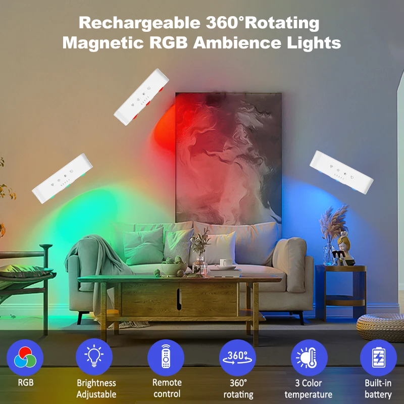 Красочный окружающий Rgb Up Dow Декор Современный перезаряжаемый внутренний кронштейн светодиодные светильники Настенные для украшения дома