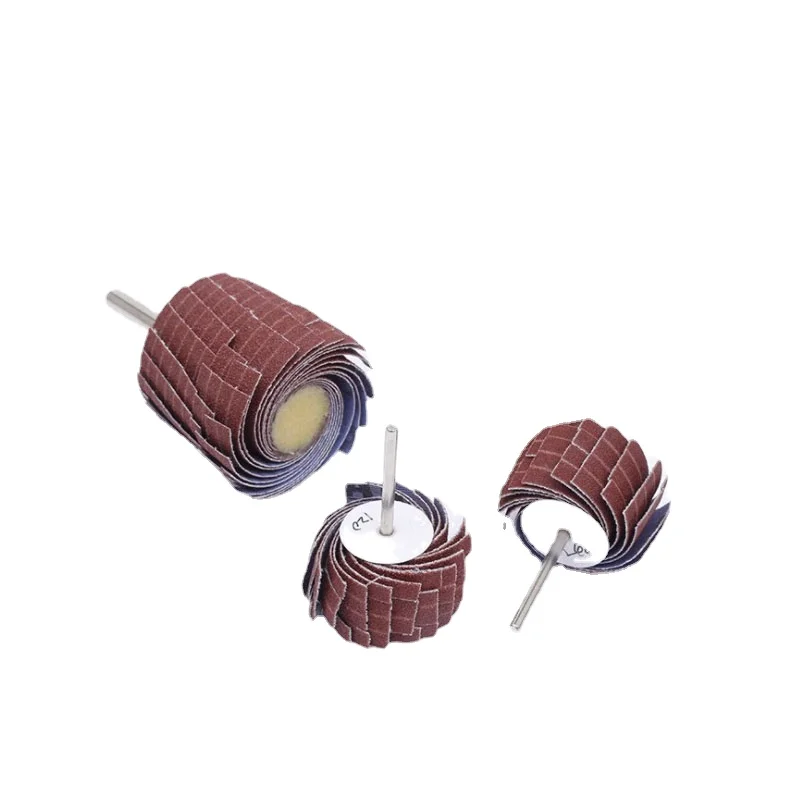 SDPSI1Pcs Shank 6mm Sandpaper Shutter Polishing Wheel Emery Cloth Sanding Flap Curved Grinder Head 80-600 Grit