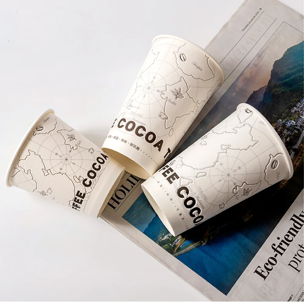 LOKYO Pla Degradable take away to go 500ml disposable hot drink coffee paper cup with custom logo