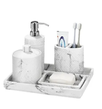 Набор из 5 предметов для ванной комнаты смолы держатель зубных щеток диспенсер мыла Коробка в зеркале индивидуальный набор