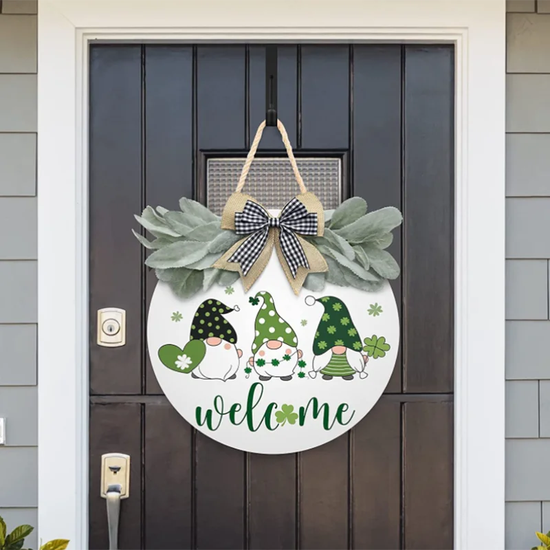 Custom Round Wooden Hanging Front Door Welcome Wall Sign Plaque Board Wooden Decorations for Home Wooden Welcome Sign