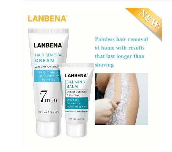 
LANBENA Hair Removal Cream Painless Removal Depilation Calming Balm Gentle Effective Epilator Nourishing Repairing Body Care 80g 