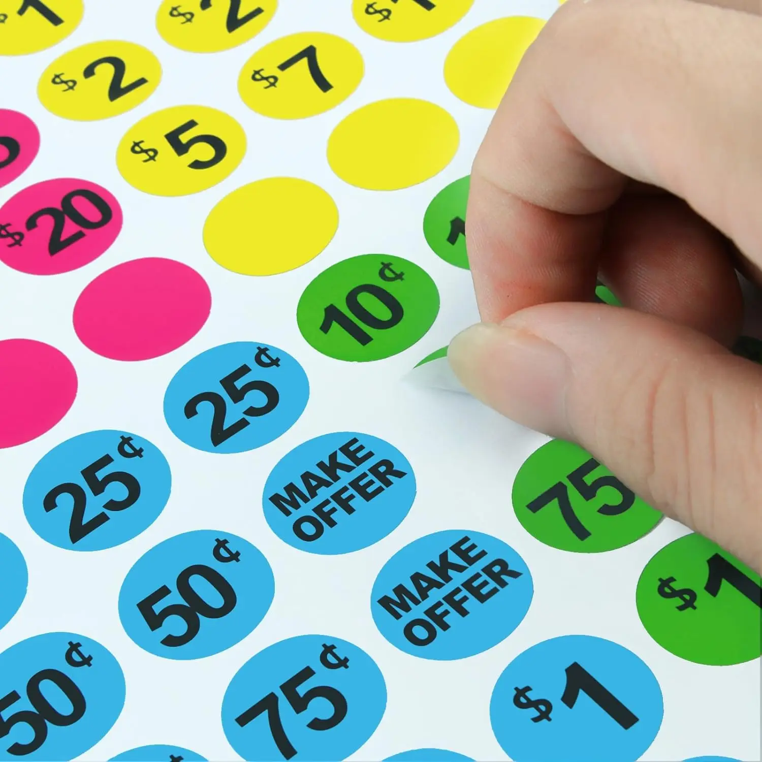 Pre-Priced Garage Sale Stickers Flea Market Pre-Priced Pricing Sticker Colored Preprinted Dollar Pricing Labels
