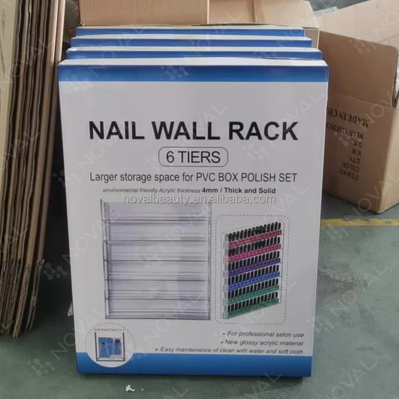 Customized Acrylic Nail Gel Polish Display Cabinet Wall Mounted Nail Polish Organizer Display Wall Rack