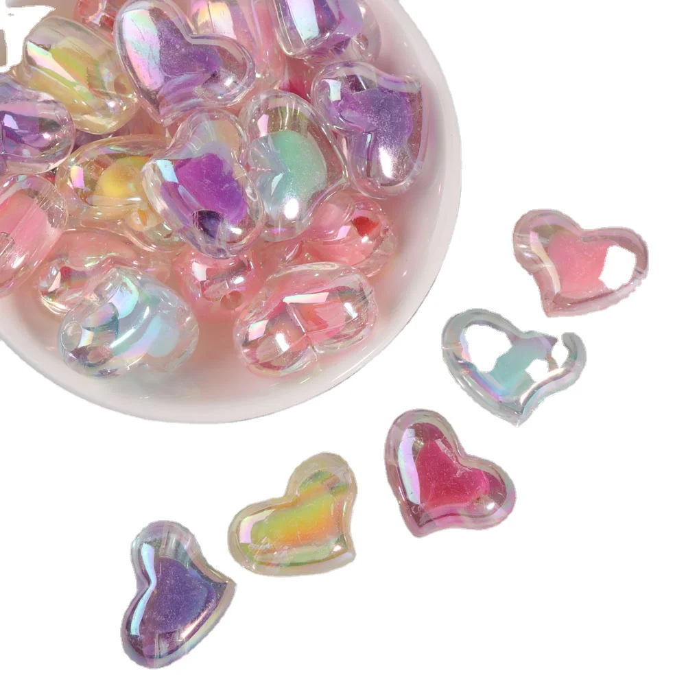 Acrylic Candy Flower Heart Star Beads Shiny AB Color For Jewelry Making Handmade Hair Ring Gifts KidToys Keychain