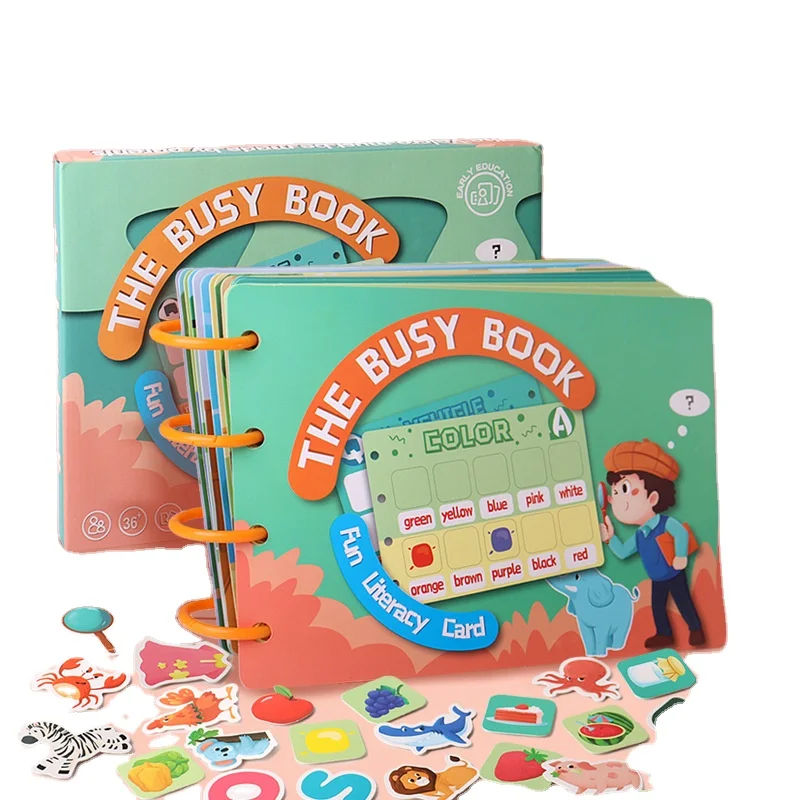 New wisdom fun montessori animals fruit busy book educational for kids early education literary card scrable arts crafts diy toy