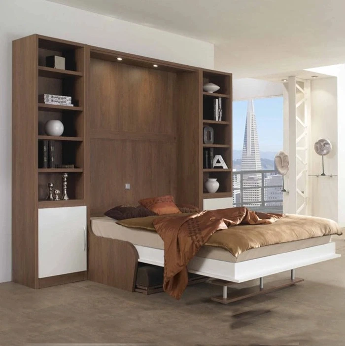 
Modern Massage Folding Capsule Home Hotel Bedroom Furniture Wooden Bunk Wall Sofa Double Bed 