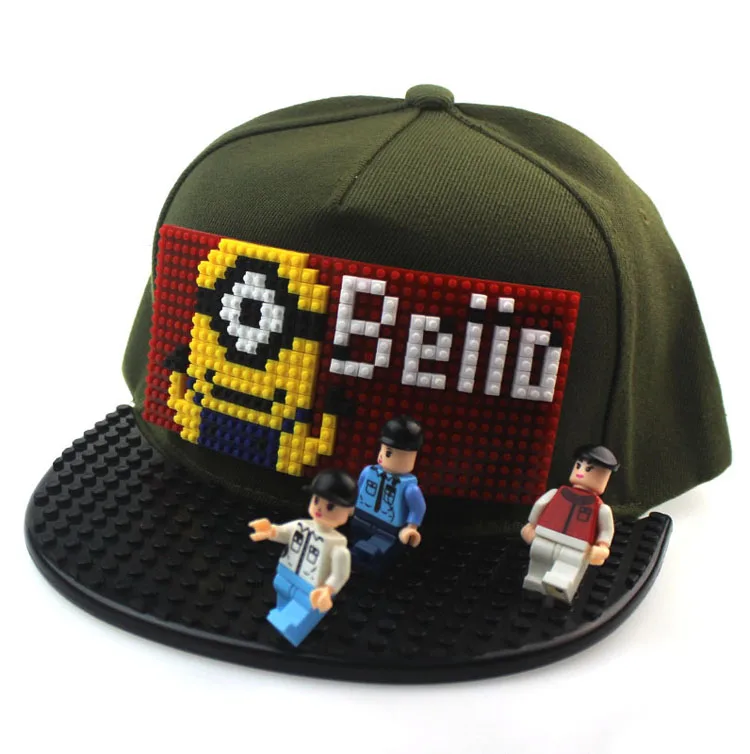 Factory Direct Sale DIY Building Bricks Flat Brimmed Cap with Pixel puzzle games Blocks Christmas hat